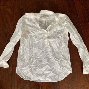 Loft White Ruffle Button Down